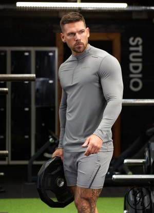 Gym King Covert 1/4 Zip Funnel Performance Top Dark Grey | PJ43-K4UX